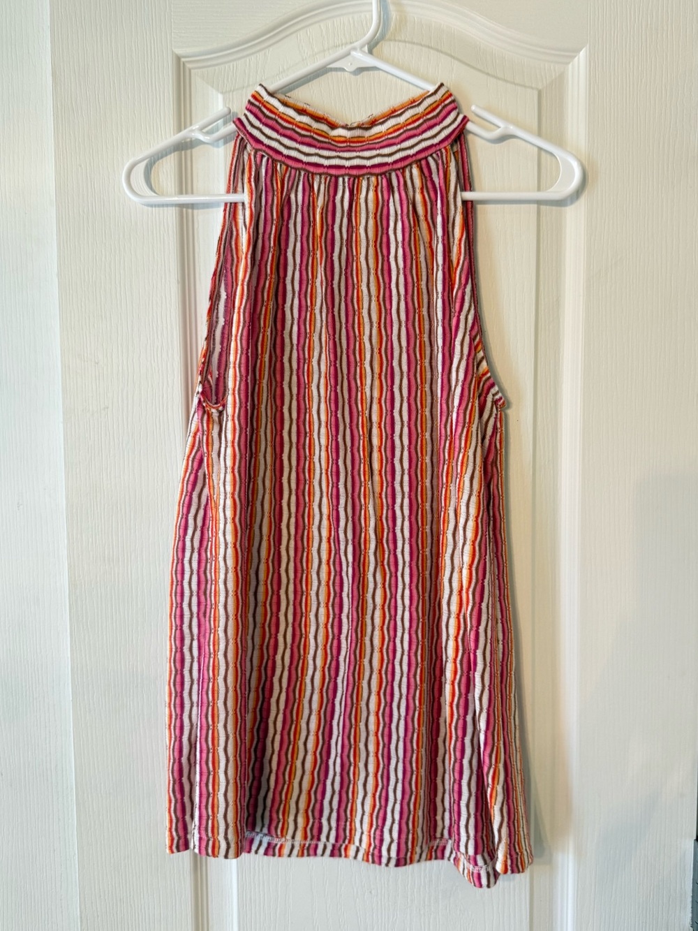 LOFT Pink and Orange Striped Halter Tank (Missoni Inspired)